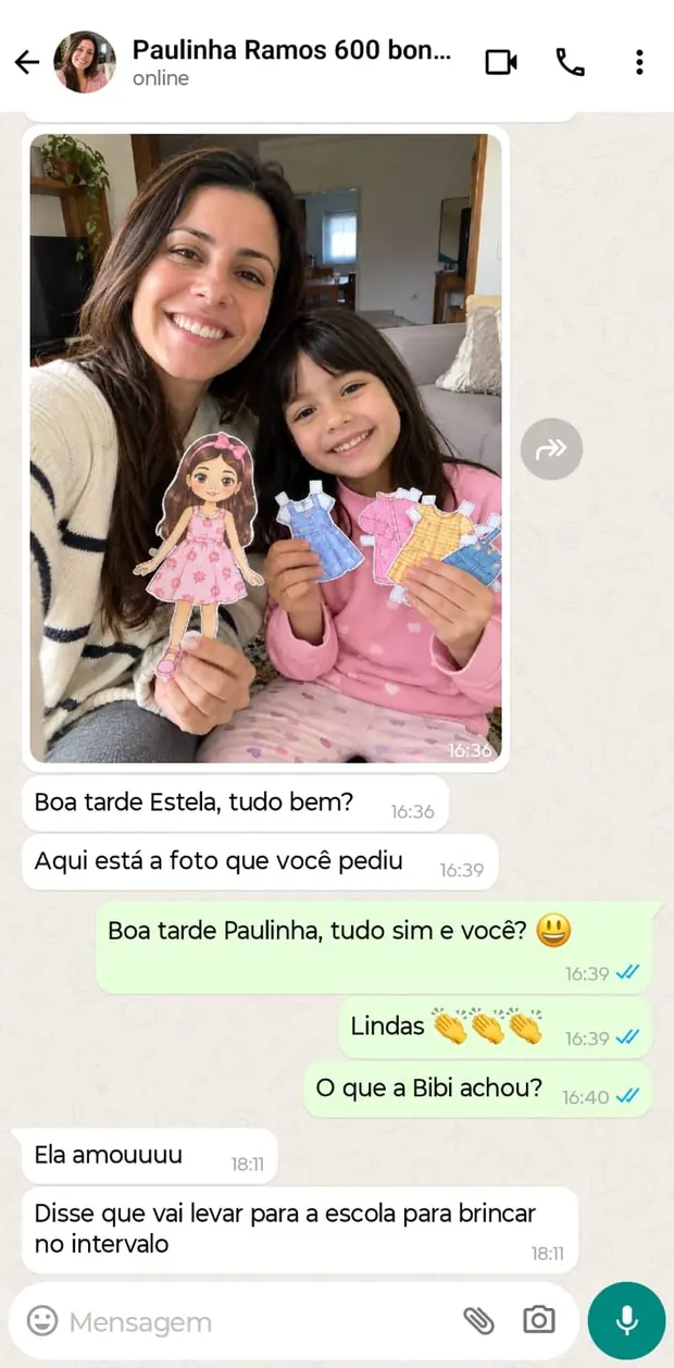Conversa real de WhatsApp com Paulinha Ramos